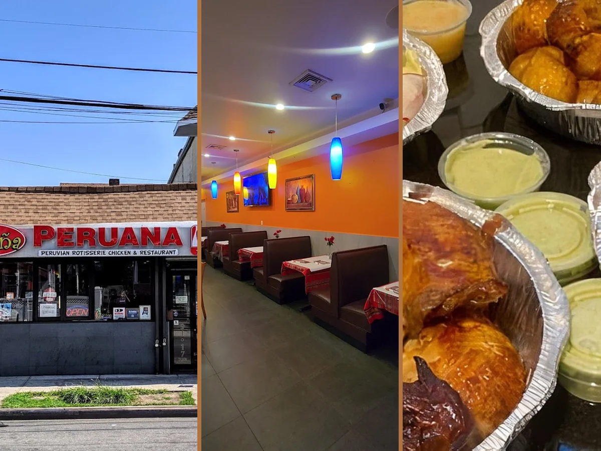 Peruvian dishes on white plates.